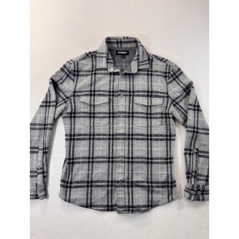 Express Mens Long Sleeve Flannel Gray XS Casual Outdoor EUC